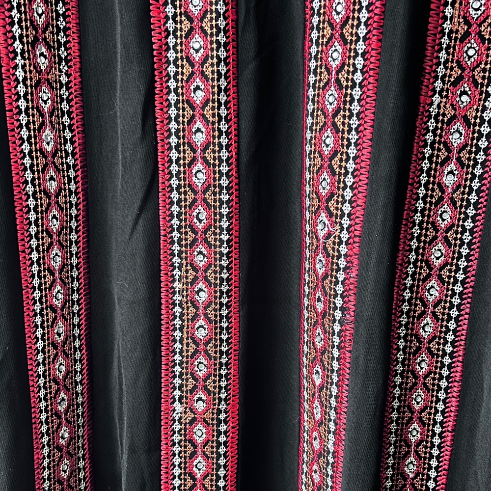 Vintage Black Embroidered Boho Modest Maxi Caftan Size 2 - Picture 6 of 8